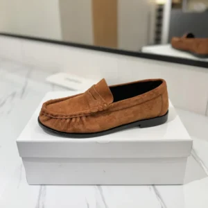 Saint Laurent YSL Unisex Laurent Loafers in Suede-Brown 8211732OY