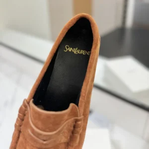 Saint Laurent YSL Unisex Laurent Loafers in Suede-Brown 8211732OY