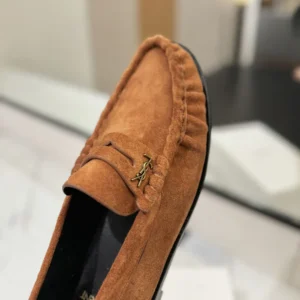 Saint Laurent YSL Unisex Laurent Loafers in Suede-Brown 8211732OY