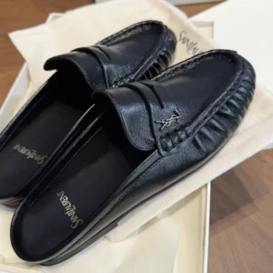 Saint Laurent YSL Unisex Le Loafer Mules in Shiny Creased Leather 852392AA