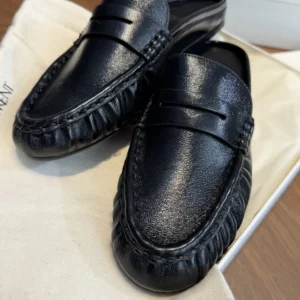 Saint Laurent YSL Unisex Le Loafer Mules in Shiny Creased Leather 852392AA