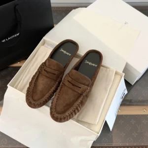 Saint Laurent YSL Unisex Le Loafer Mules in Suede 85239227DTT2319