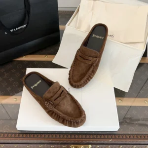 Saint Laurent YSL Unisex Le Loafer Mules in Suede 85239227DTT2319