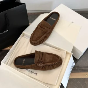 Saint Laurent YSL Unisex Le Loafer Mules in Suede 85239227DTT2319