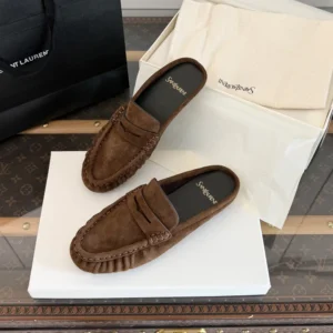 Saint Laurent YSL Unisex Le Loafer Mules in Suede 85239227DTT2319