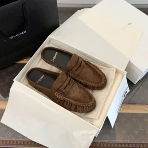 Saint Laurent YSL Unisex Le Loafer Mules in Suede 85239227DTT2319