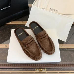 Saint Laurent YSL Unisex Le Loafer Mules in Suede 85239227DTT2319