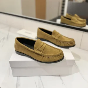 Saint Laurent YSL Unisex Le Loafer Supple in Suede-Brown 8168122W