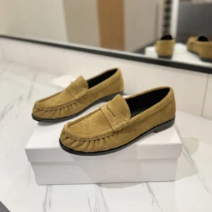 Saint Laurent YSL Unisex Le Loafer Supple in Suede-Brown 8168122W