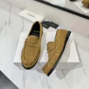 Saint Laurent YSL Unisex Le Loafer Supple in Suede-Brown 8168122W