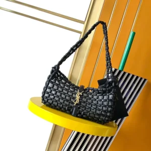 Saint Laurent YSL Women Le 5 À 7 In Wood Beads-Black 862997KA