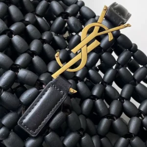 Saint Laurent YSL Women Le 5 À 7 In Wood Beads-Black 862997KA