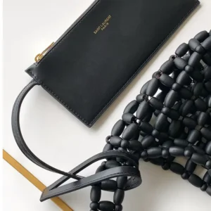 Saint Laurent YSL Women Le 5 À 7 In Wood Beads-Black 862997KA