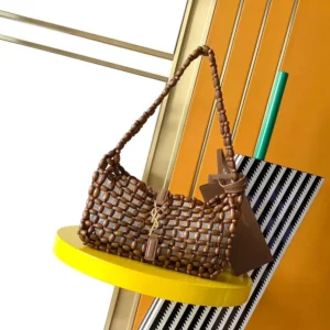 Saint Laurent YSL Women Le 5 À 7 In Wood Beads-Brown 862997KA