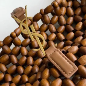 Saint Laurent YSL Women Le 5 À 7 In Wood Beads-Brown 862997KA