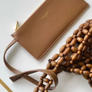 Saint Laurent YSL Women Le 5 À 7 In Wood Beads-Brown 862997KA