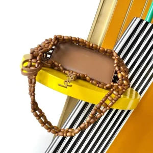 Saint Laurent YSL Women Le 5 À 7 In Wood Beads-Brown 862997KA
