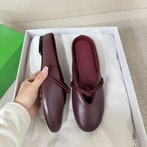 Bottega Veneta Women Rosa Mary-Jane Ballerina-Deep Mahogany 855863VB