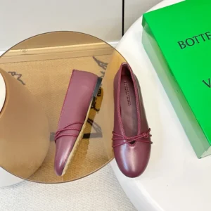 Bottega Veneta Women Rosa Mary-Jane Ballerina-Deep Mahogany 855866VB