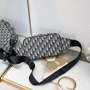 Dior Men Safari Belt Bag Beige and Black Dior Oblique Jacquard