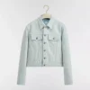 Dior Women Cropped Jacket Light Blue Dior Oblique Washed Cotton Denim