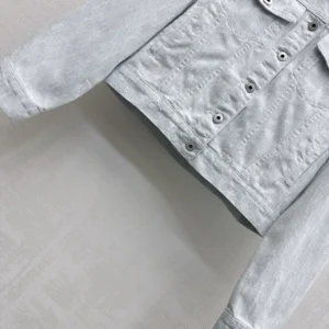 Dior Women Cropped Jacket Light Blue Dior Oblique Washed Cotton Denim