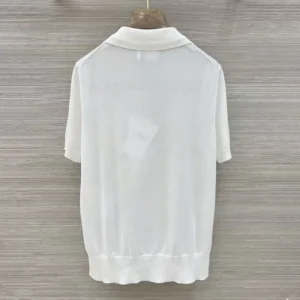 Dior Women Dioriviera Dior Médaillon Short-Sleeved Sweater Ecru Silk Knit 644S10A6876
