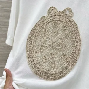 Dior Women Dioriviera Dior Médaillon Short-Sleeved Sweater Ecru Silk Knit 644S10A6876