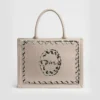 Dior Women Dioriviera Medium Dior Book Tote with Strap Beige Dior Painted Ribbon Embroidery