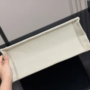 Dior Women Dioriviera Medium Dior Book Tote with Strap Beige Dior Painted Ribbon Embroidery