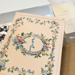 Dior Women Dioriviera Medium Dior Book Tote with Strap Pink Multicolor Dior Arabesque Embroidery