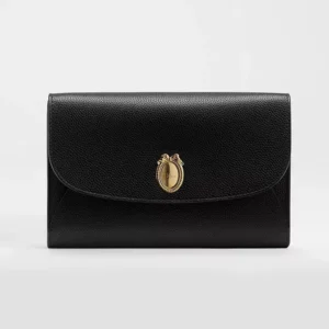Dior Women Médaillon Envelope Pouch with Strap Black and Myosotis Blue Grained Calfskin