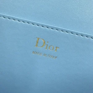 Dior Women Médaillon Envelope Pouch with Strap Black and Myosotis Blue Grained Calfskin