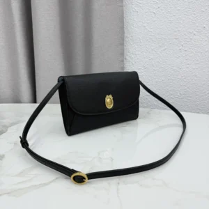 Dior Women Médaillon Envelope Pouch with Strap Black and Myosotis Blue Grained Calfskin