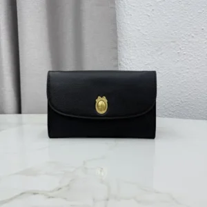 Dior Women Médaillon Envelope Pouch with Strap Black and Myosotis Blue Grained Calfskin