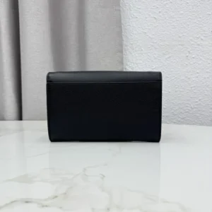 Dior Women Médaillon Envelope Pouch with Strap Black and Myosotis Blue Grained Calfskin