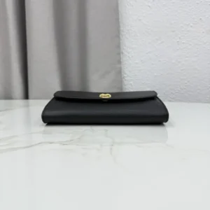 Dior Women Médaillon Envelope Pouch with Strap Black and Myosotis Blue Grained Calfskin