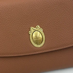 Dior Women Médaillon Envelope Pouch with Strap Marron Bobby and Lingerie Pink Grained Calfskin