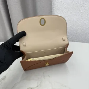 Dior Women Médaillon Envelope Pouch with Strap Marron Bobby and Lingerie Pink Grained Calfskin