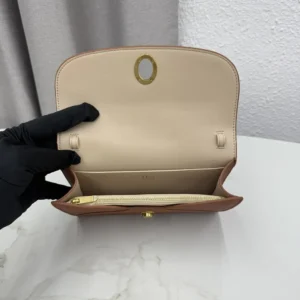 Dior Women Médaillon Envelope Pouch with Strap Marron Bobby and Lingerie Pink Grained Calfskin