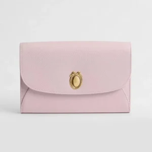 Dior Women Médaillon Envelope Pouch with Strap Rose Tendre and Gris Pietro Grained Calfskin