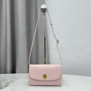 Dior Women Médaillon Envelope Pouch with Strap Rose Tendre and Gris Pietro Grained Calfskin