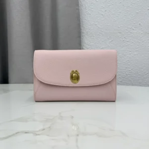 Dior Women Médaillon Envelope Pouch with Strap Rose Tendre and Gris Pietro Grained Calfskin