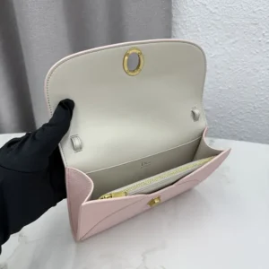 Dior Women Médaillon Envelope Pouch with Strap Rose Tendre and Gris Pietro Grained Calfskin