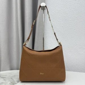 Dior Women Medium Diorly Bag Marron Bobby Flat Macrocannage Grained Calfskin M1412OUVK