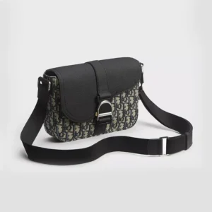 Dior Women Saddle Heritage Messenger Bag with Flap Beige and Black Dior Oblique Jacquard