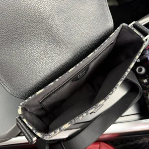 Dior Women Saddle Heritage Messenger Bag with Flap Beige and Black Dior Oblique Jacquard