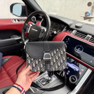 Dior Women Saddle Heritage Messenger Bag with Flap Beige and Black Dior Oblique Jacquard