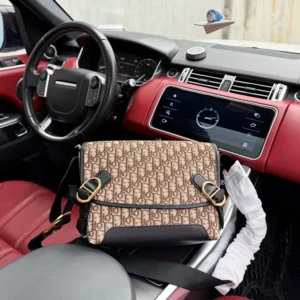 Dior Women Small Dior Jett Messenger Bag with Flap Brown Dior Oblique Jacquard