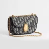 Dior Women Small Dior Médaillon Flap Bag with Chain Blue Dior Oblique Jacquard